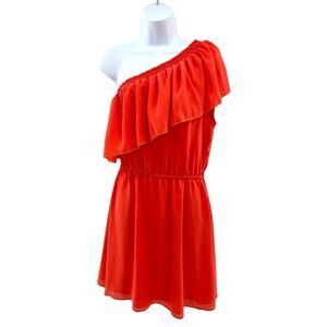 parker one shoulder ruffle dress Parker The Bridget Ruffle One-Shoulder Dress in Pink